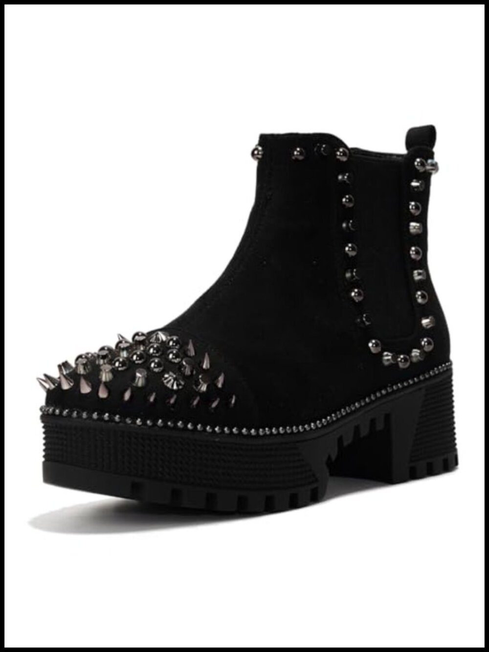 Spiky Platform Combat Boots with Gold Studs